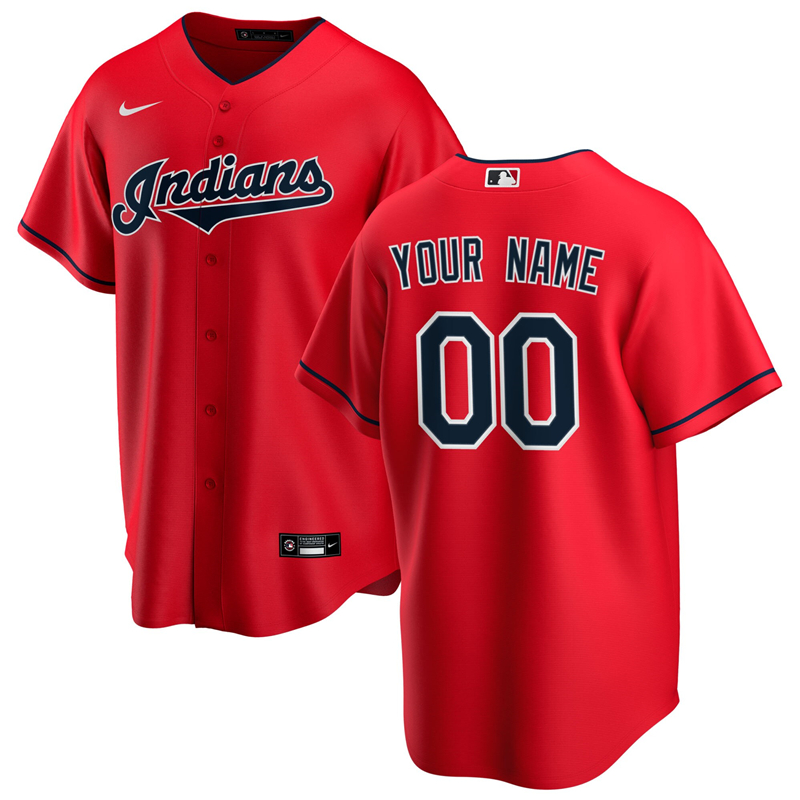 2020 MLB Men Cleveland Indians Nike Red Alternate 2020 Replica Custom Jersey 1->cleveland indians->MLB Jersey